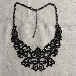 Lovesick Black Filigree Statement Necklace - Elegant Womens Jewelry